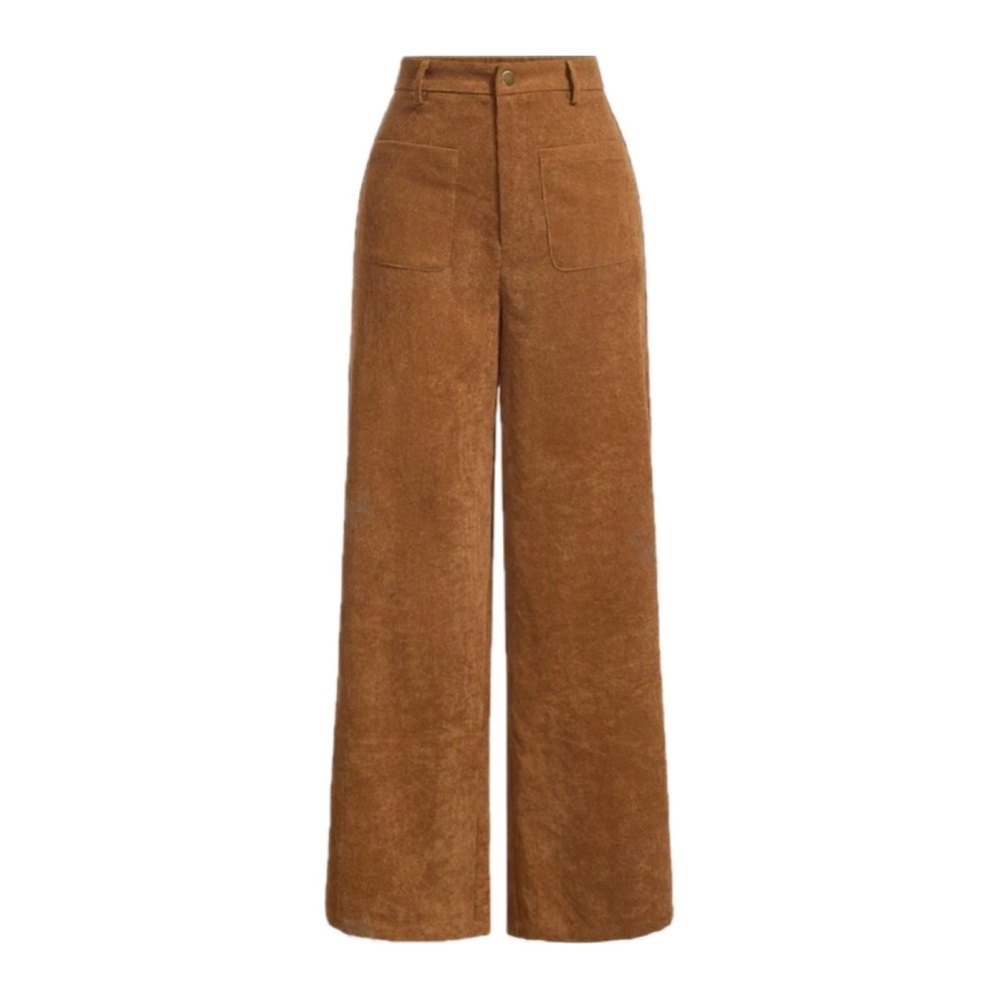 Casual Rust Color Straight Corduroy Pants